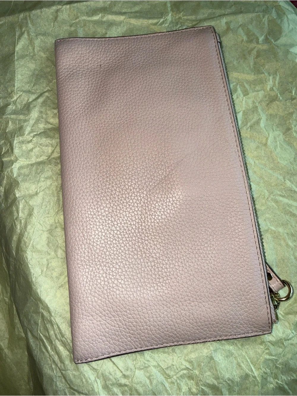Michael Kors Pink Pebbled Leather Wristlet Clutch with Gold-Tone Logo